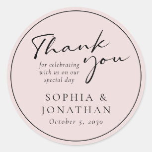 Tacken chic Modern Calligraphy Wedding Favor Runt Klistermärke