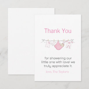 Tacken Clothesline Cute Girl Baby Shower Tack Kort