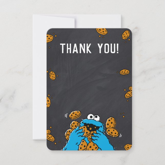 Tacken Cookie Monster Chalkboard Baby Shower Inbjudningar (Framsida)