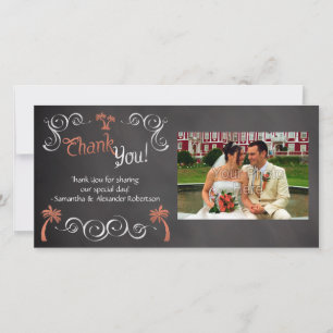 Tacken Coral Chalkboard Script Beach Wedding Tack Kort