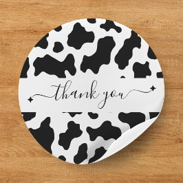 Tacken Cow Print Cowgirl WedFavor Runt Klistermärke