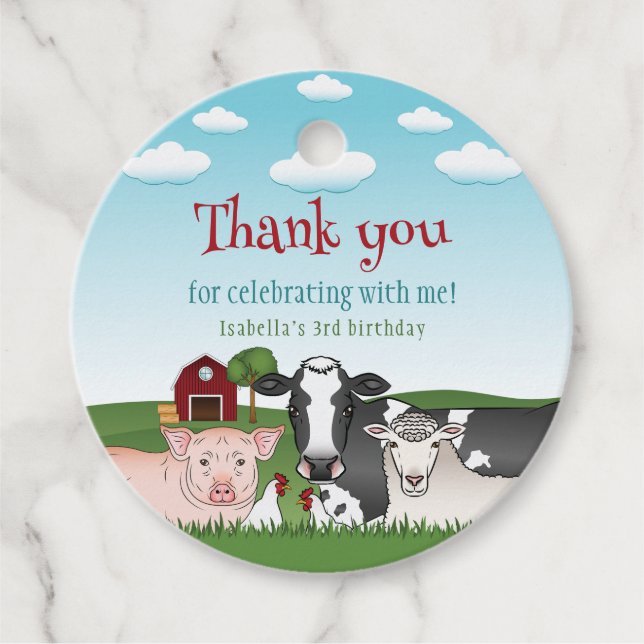 Tacken Cute Boskap Barn Gåvor Etiketter (Framsida)