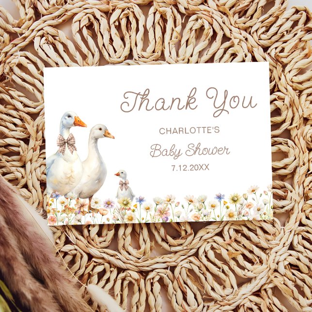 Tacken Cute Goose WildblommBaby Shower Kort (Skapare uppladdad)