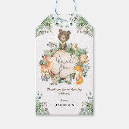 Tacken Cute Greenery Forest Woodland Animals Presentetikett