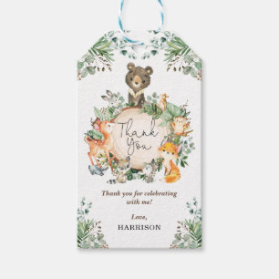Tacken Cute Greenery Forest Woodland Animals Presentetikett