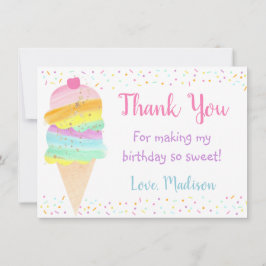 Tacken Cute Rainbow Ice Cream Birthday Tack Kort