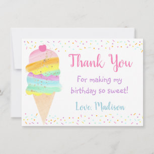 Tacken Cute Rainbow Ice Cream Birthday Tack Kort
