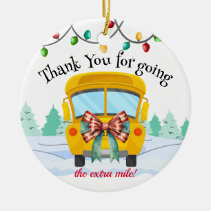 Tacken Cute School Buss Driver Gift jul Julgransprydnad Keramik