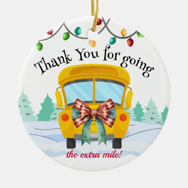 Tacken Cute School Buss Driver Gift jul Julgransprydnad Keramik (Framsidan)