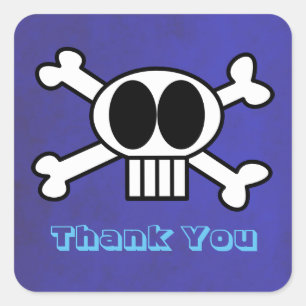 Tacken Cute Skull och Crossbone Fyrkantigt Klistermärke
