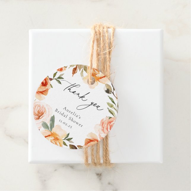 Tacken Earthy Autumn Blommigt Gåvor Etiketter (På plats)