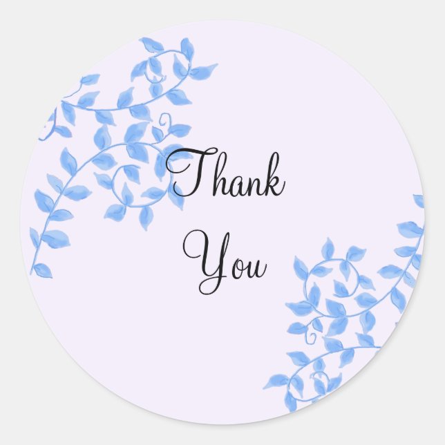 Tacken elegant Blue Vines Runt Klistermärke (Framsida)