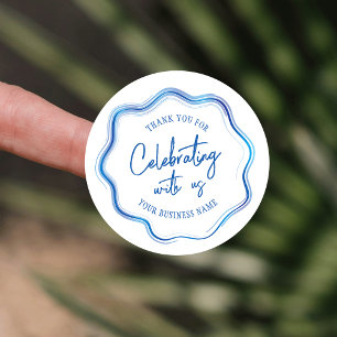 Tacken elegant Blue Watercolor Business Event Runt Klistermärke