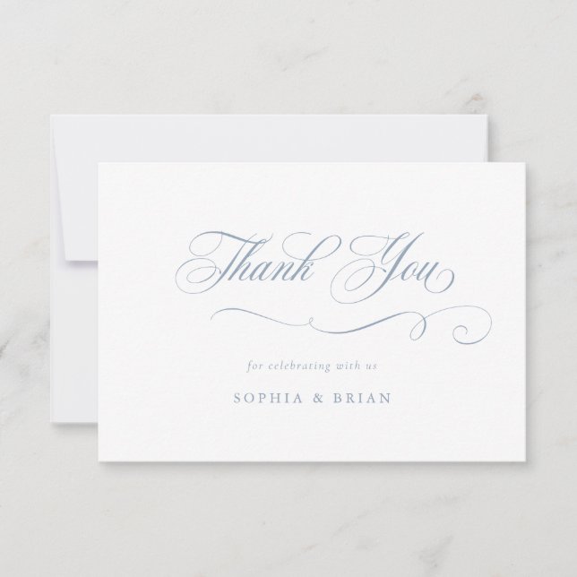 Tacken elegant Calligraphy Script Dusty Blue Inbjudningar (Framsida)