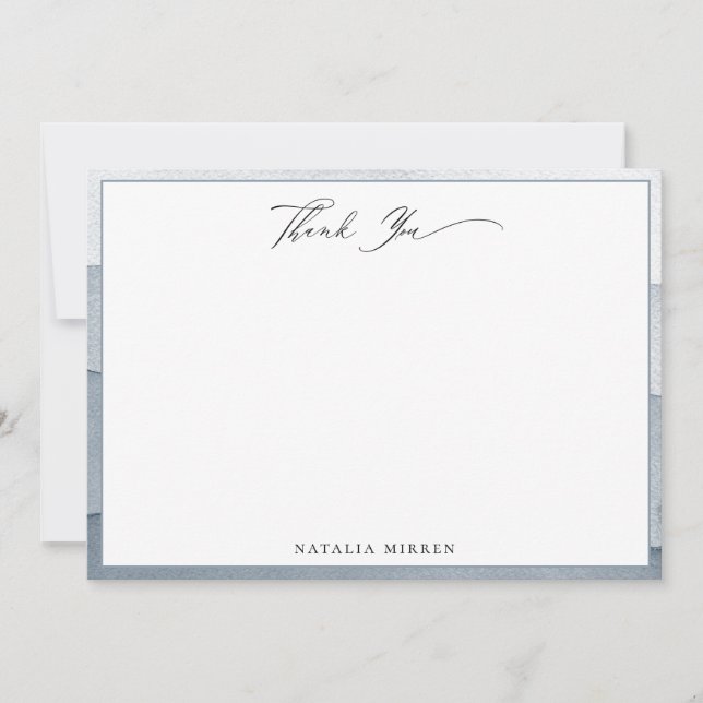 Tacken elegant Dusty Blue Watercolor Anteckningskort (Framsida)