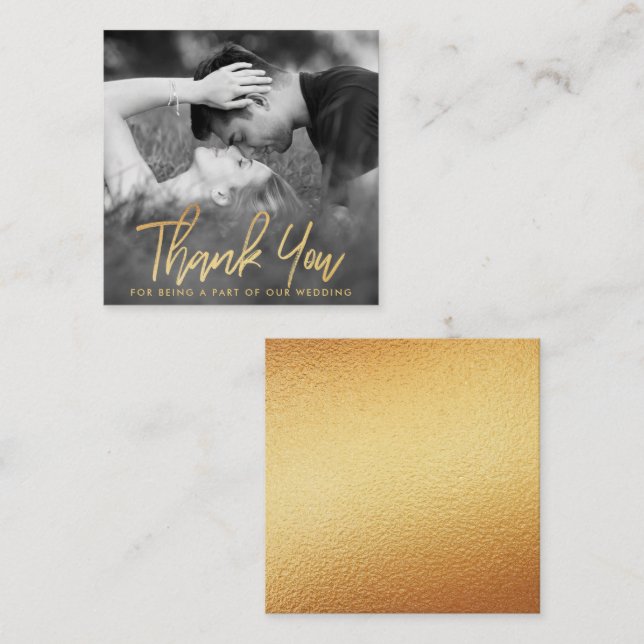 Tacken elegant Guld Foil Script Photo Tilläggskort (Fram/baksida)