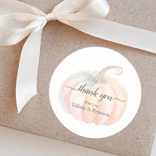 Tacken elegant Little Pumpkin Fall Baby Shower Runt Klistermärke