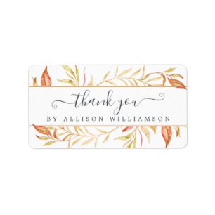 Tacken elegant Script Fall Golden Foliage Adressetikett