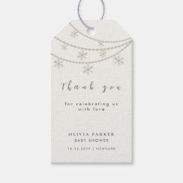 Tacken elegant Snöflingor Winter Baby Shower Presentetikett