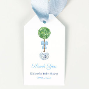 Tacken elegant Topiary Boy Baby Shower Presentetikett
