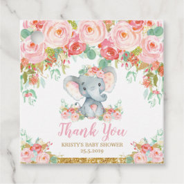 Tacken Elephant Baby Shower för  Rosa Blommigt Gåvor Etiketter
