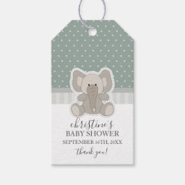 Tacken Elephant Grönt Polka dots Baby Shower Presentetikett
