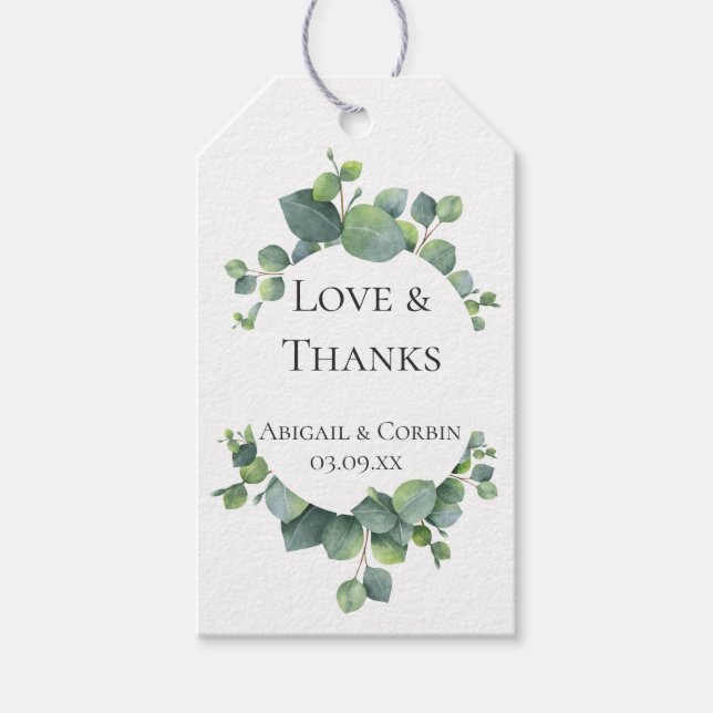 Tacken Eucalyptus Foliage Wedding Favor Presentetikett (Framsidan)