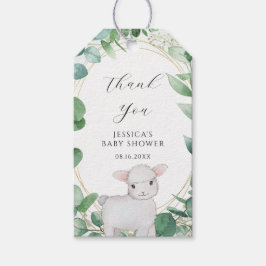 Tacken Eucalyptus Greenery Lamb Baby Shower Presentetikett