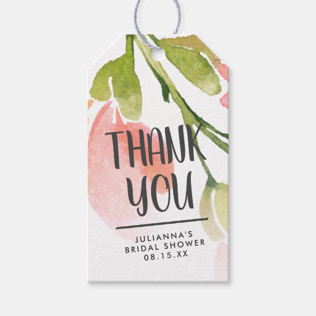 Tacken Färsk vattenfärgsblommor, Personlig Presentetikett (Framsidan)