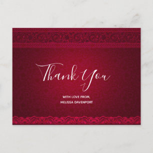 Tacken finare & Elegant Red Background Snyggt Vykort