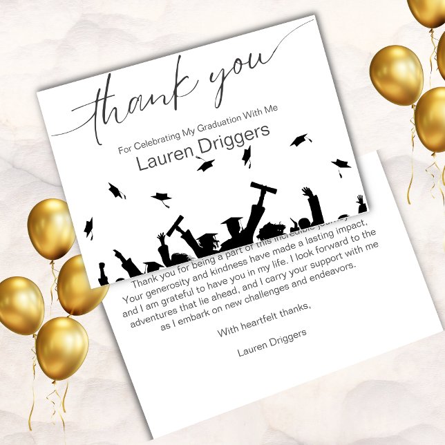 Tacken för flygkapsylar i studenten tack kort (Skapare uppladdad)