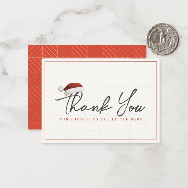 Tacken för jultomten Baby Shower Anteckningskort (Fram/Back In Situ)