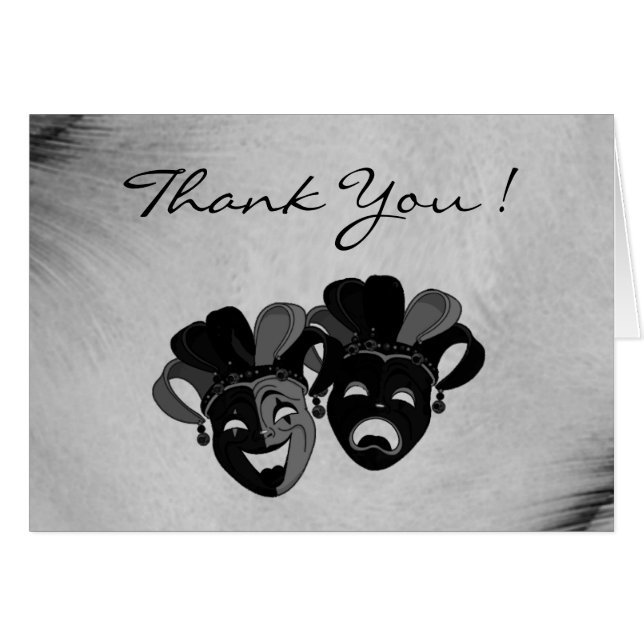 Tacken för komedi och tragedi hälsningskort (Framsidan Horizontal)