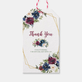 Tacken för Ram Burgundy-flottblommor (Geometric Bu Presentetikett