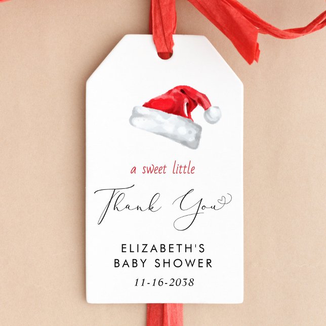 Tacken för Santa Hat Baby Shower Presentetikett (Skapare uppladdad)