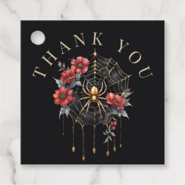 Tacken för Spindelnätet Gothic Red & Guld Blommigt Gåvor Etiketter