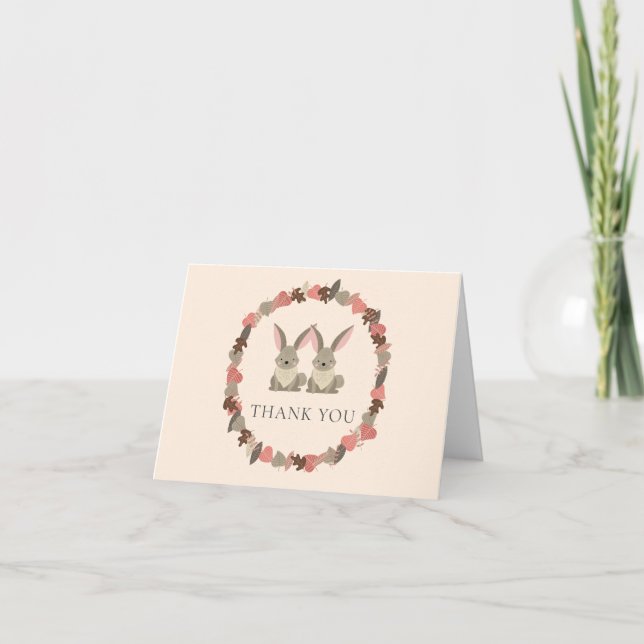 Tacken för Twillingar av djur i skog Tack Kort (Framsida)