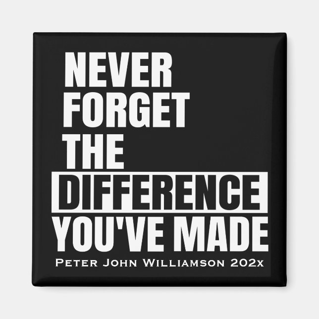 Tacken för uppskattning av pension glömmer aldrig  magnet (Framsidan)