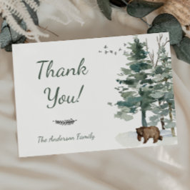 Tacken Forest Äventyr Boy Bear Baby Shower Tack Kort