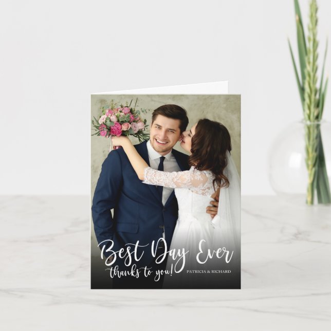 Tacken Foton över bästa dagen någonsin i Elegant b Tack Kort (Framsida)