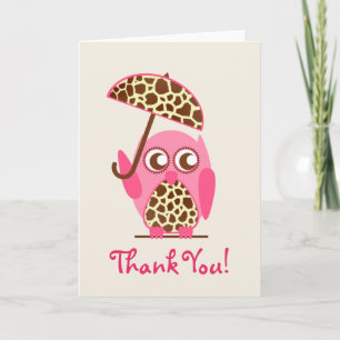 Tacken Giraffe Print Uggla Baby Shower Tack Kort