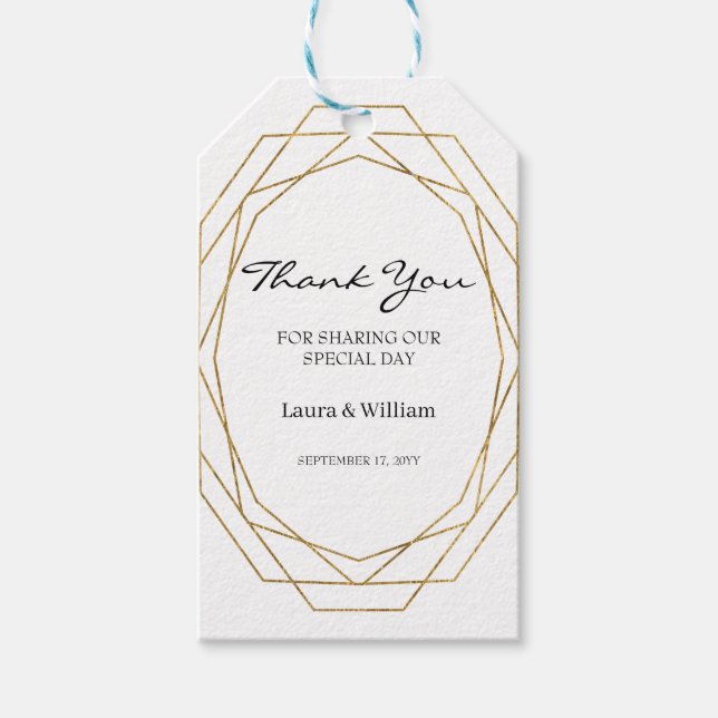 Tacken Glitter Geometric Modern Wedding Favor Presentetikett (Framsidan)