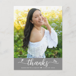 Tacken grått Studenten Photo Chic Script Hearts Vykort