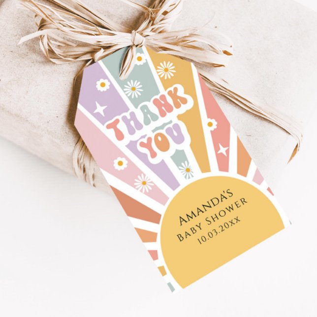 Tacken Groovy Retro Baby Shower Presentetikett (Skapare uppladdad)