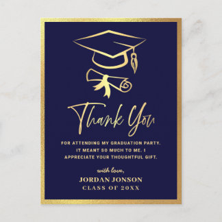 Tacken Guld Navy Blue Modern Studentfest Vykort
