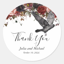 Tacken Halloween Fall Wedding Watercolor Blommigt Runt Klistermärke