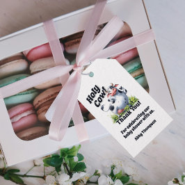 Tacken heliga Cow Baby Shower Presentetikett