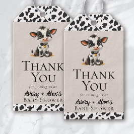 Tacken heliga Cow Baby Shower Presentetikett