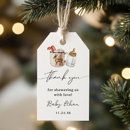 Tacken hett Chocolate Winter Baby Shower Presentetikett