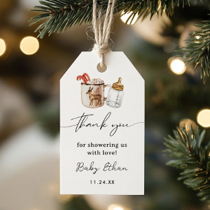 Tacken hett Chocolate Winter Baby Shower Presentetikett